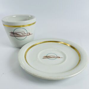 Vtg Union Pacific Railroad UPRR Winged Streamliner China Cup Saucer Coffee Tea